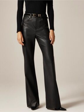 J. Crew Black Faux Leather Boot Cut Pants with Belt Loops